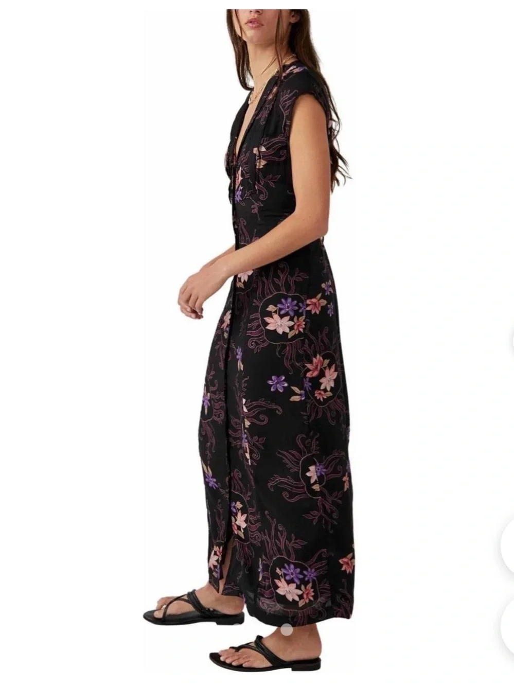 FREE PEOPLE Rosemary Printed Midi Dress Night Combo Size Medium